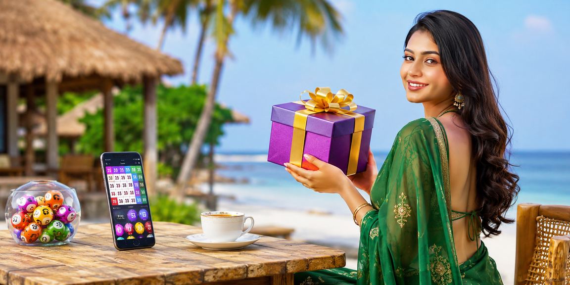 বগুড়ার একজন ব্যবহারকারী বিচে বসে লটারি টিকিট চেক করছেন